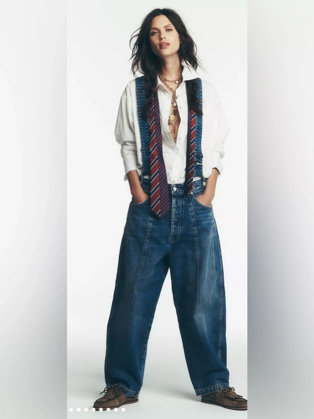 Free People We The Free Berkley Suspender Jeans. NWT. Varsity blues - Picture 9 of 12